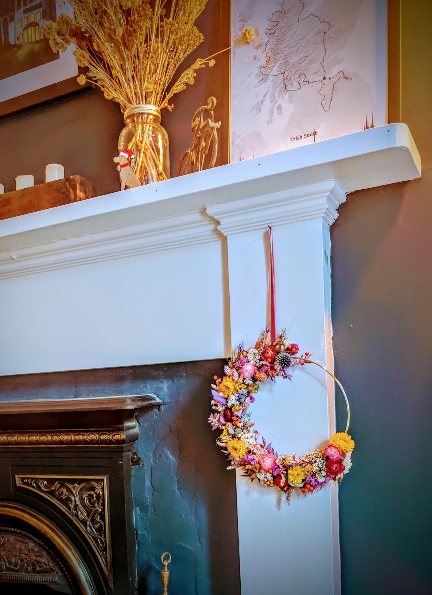 Spring dried flower hoop