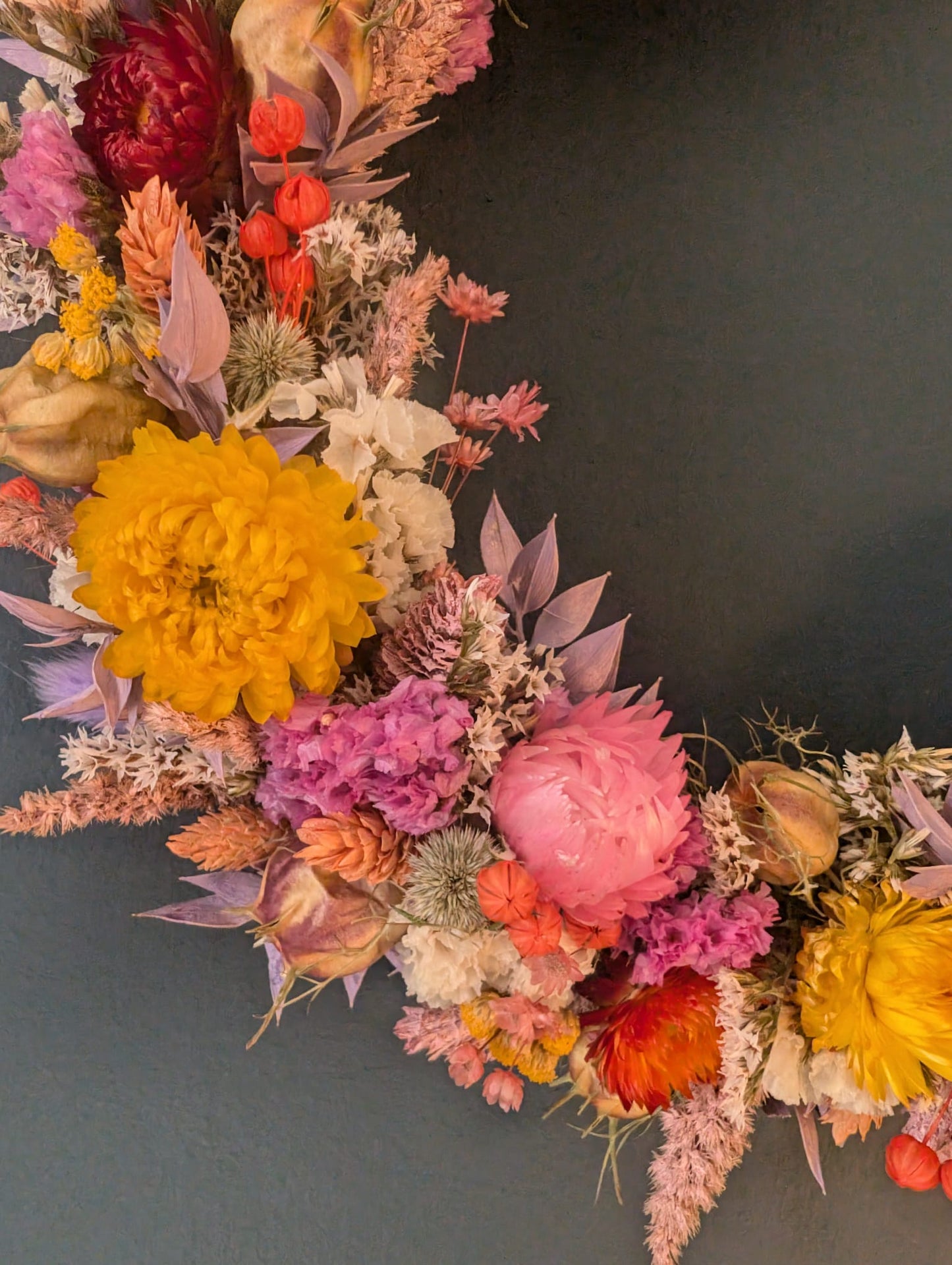 Spring dried flower hoop