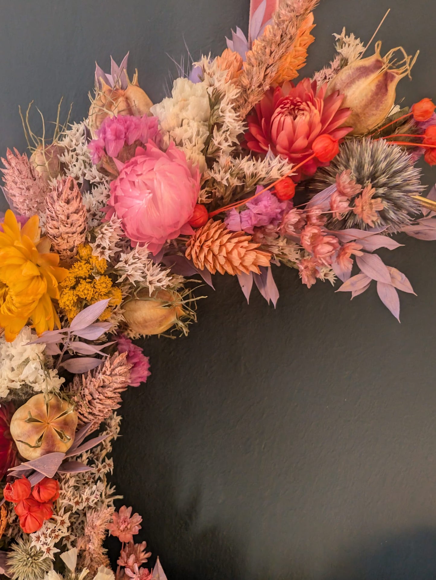 Spring dried flower hoop