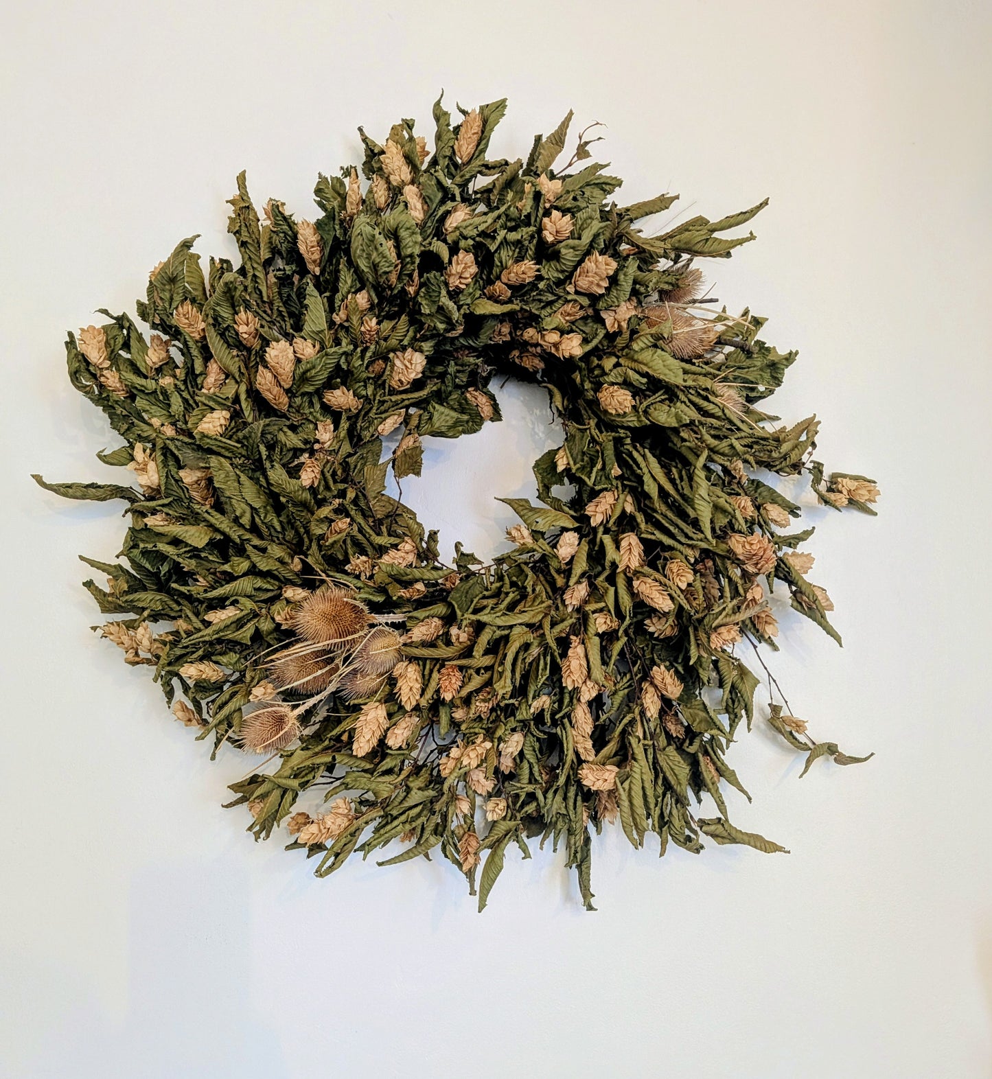 Pre order Dried hop wreath with thistle