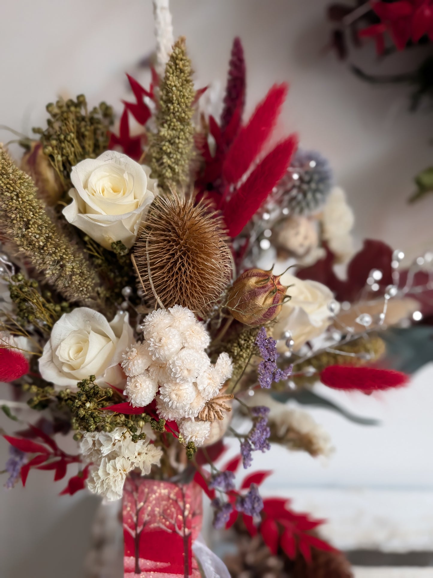 Winter posy in bottle