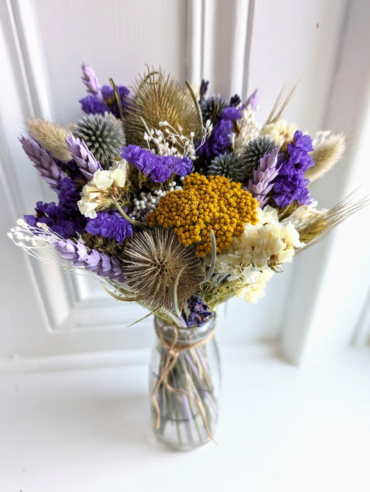 Blue Lagoon Milk Bottle Posy