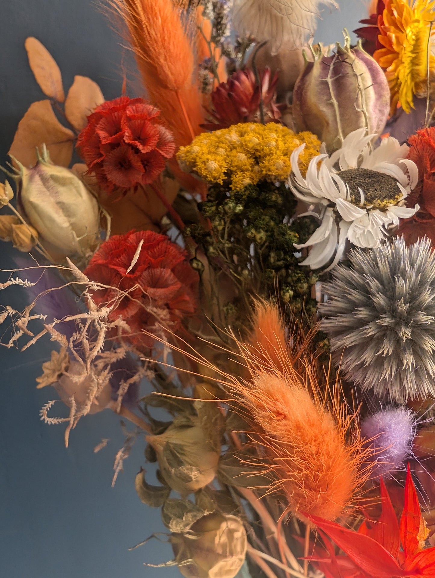 Autumn dried flowers milk bottle