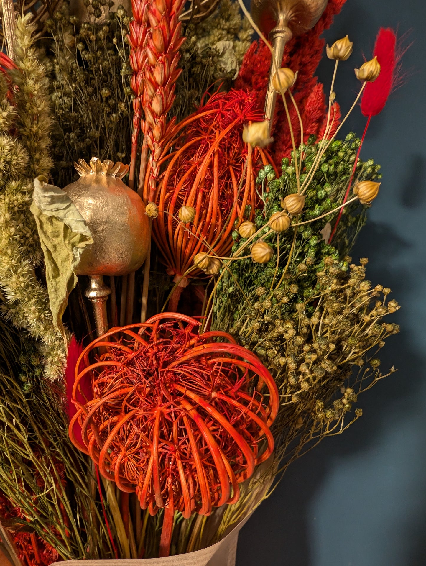 Large Green, red and gold bouquet