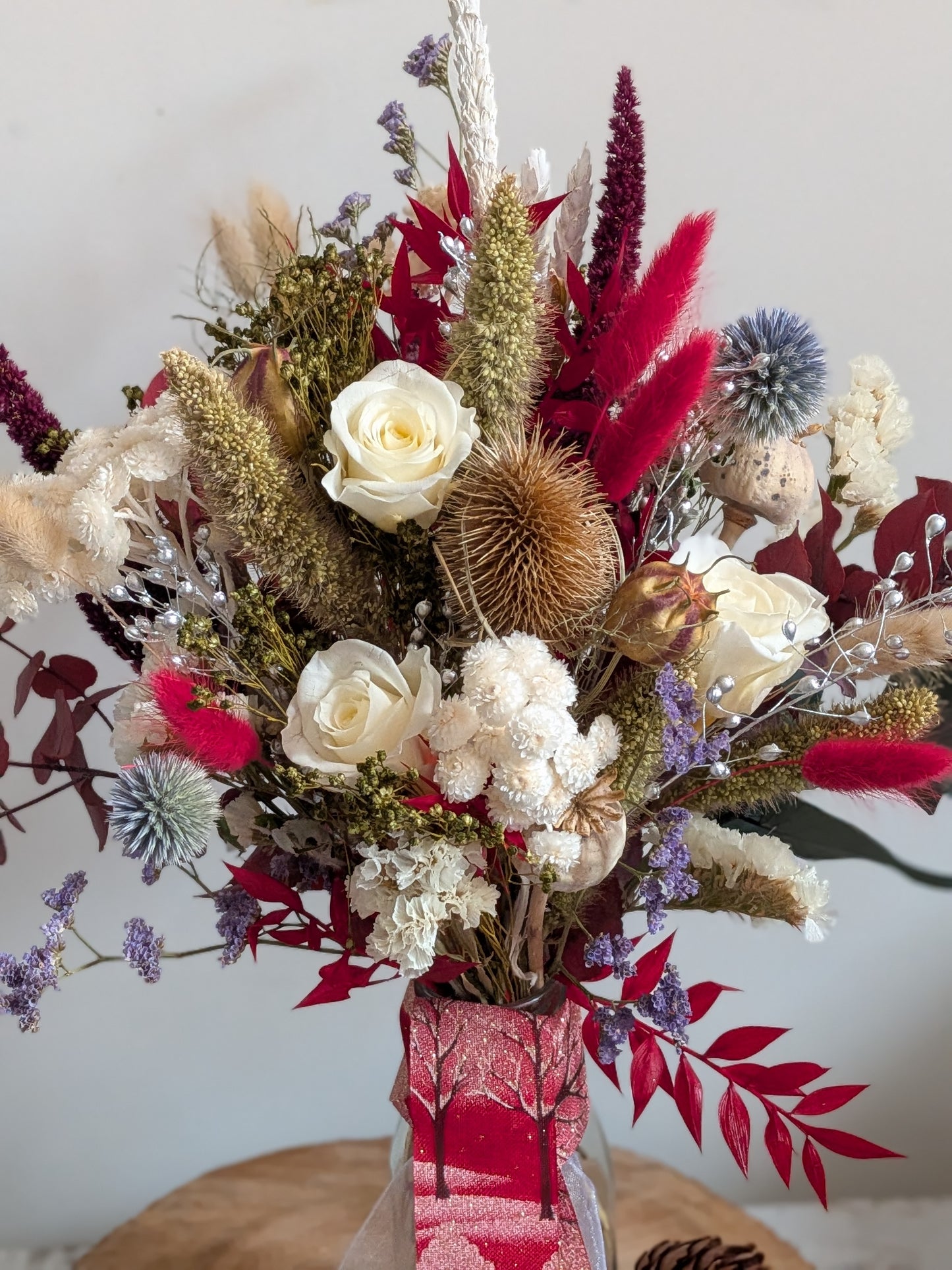 Winter posy in bottle