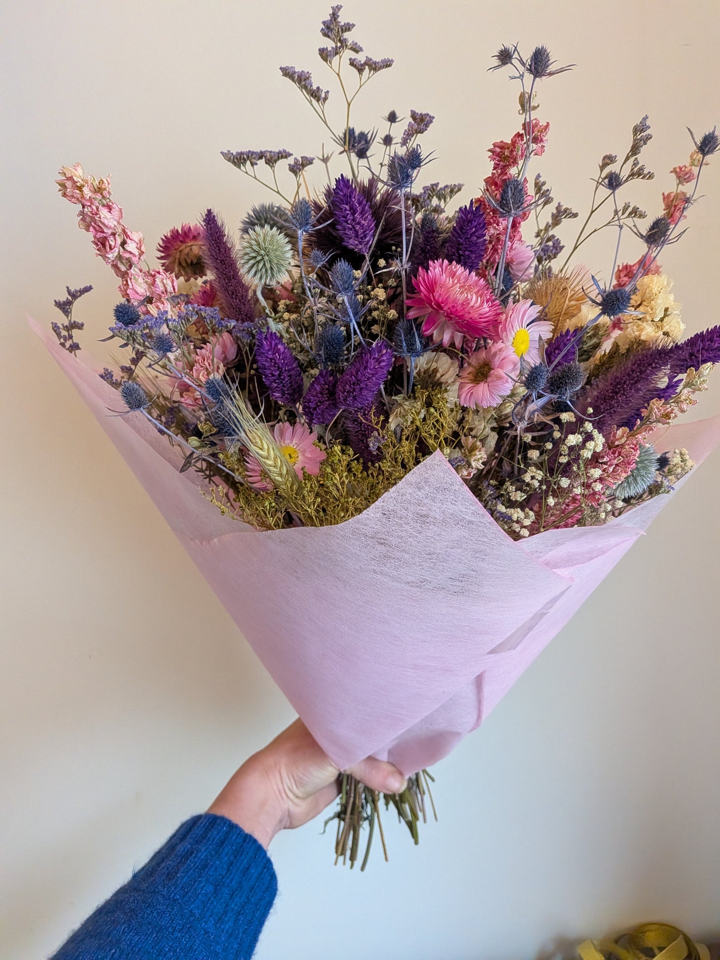 Pink and purple thistle bouquet