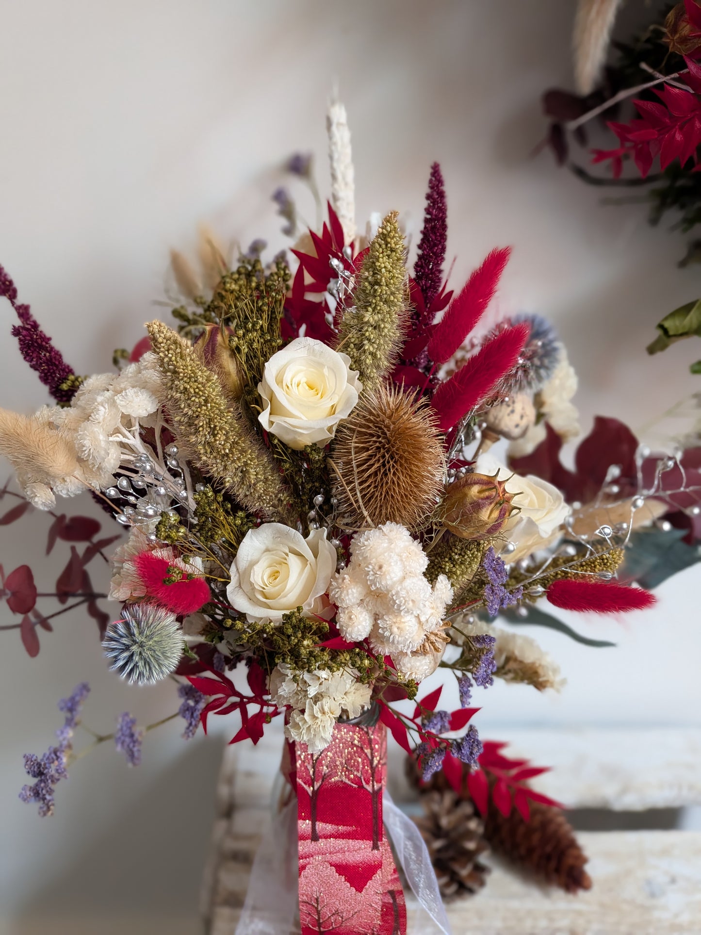 Winter posy in bottle