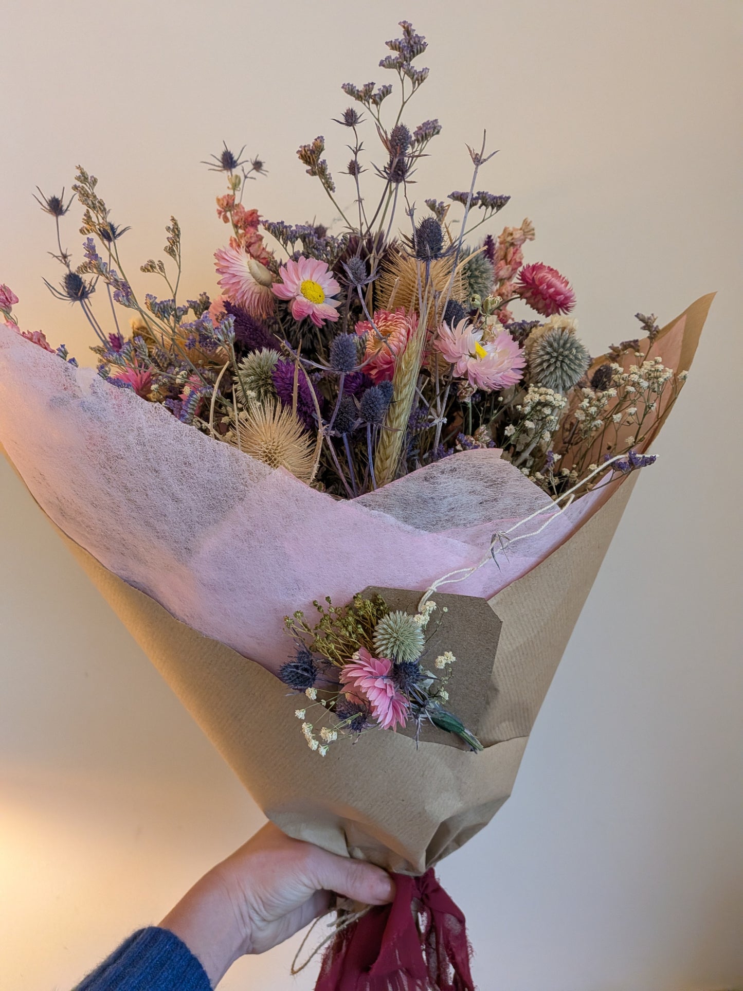 Pink and purple thistle bouquet