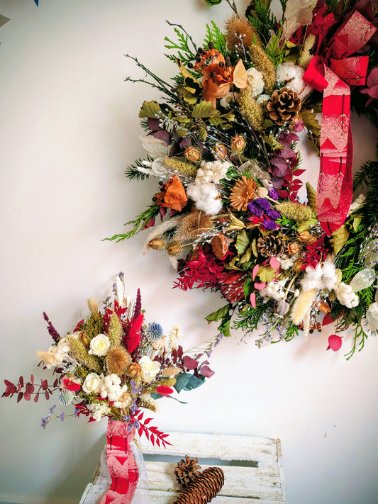 Winter posy in bottle
